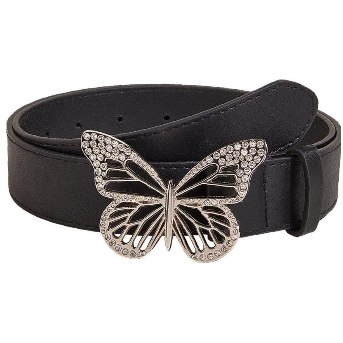 Amazon.co.jp: レディースベルト キラキラ 蝶ネクタイ ラインストーン
