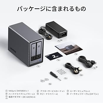 Amazon.co.jp: UGREEN NASync DXP2800 2ベイデスクトップnasキット