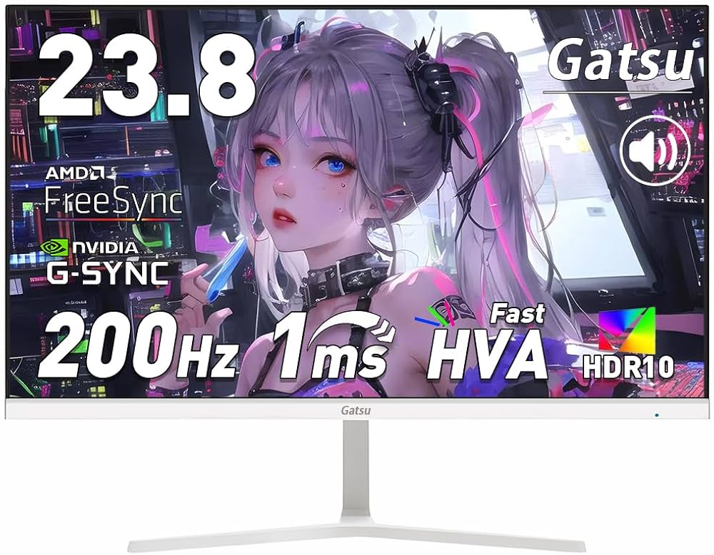 Amazon.co.jp: Gatsu ゲーミングモニター 白 23.8インチ 200Hz 1ms