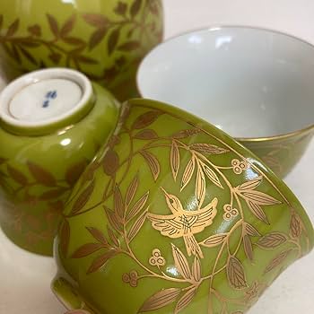 Amazon.co.jp: たち吉 急須 湯呑5客セット グリーン 萌葱金彩 茶器 和