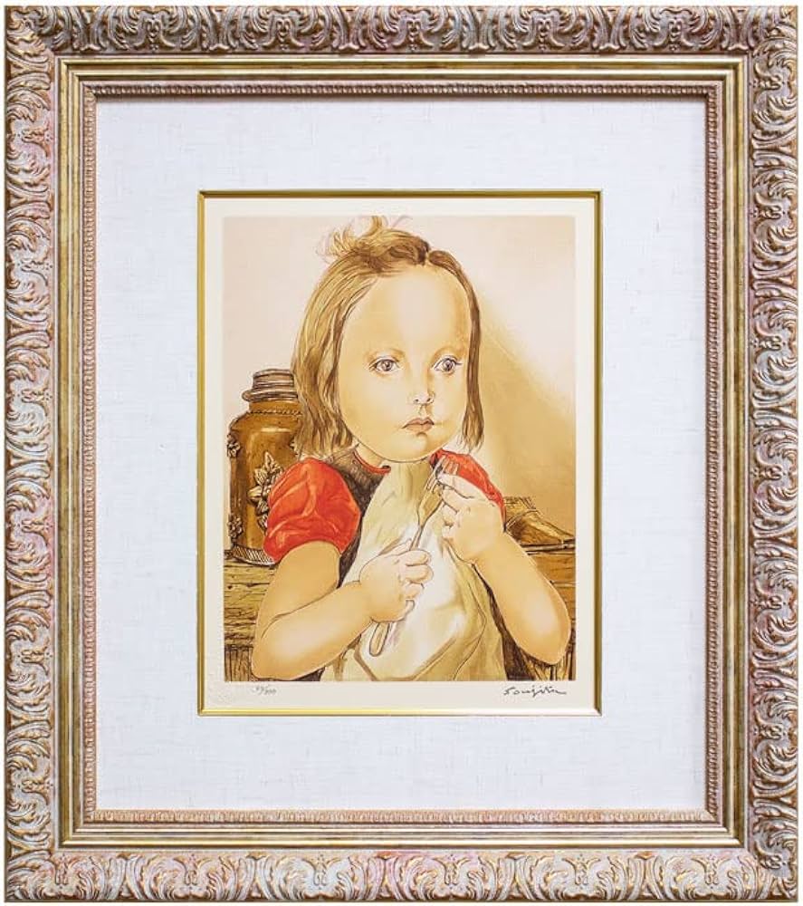 Amazon.co.jp: 藤田嗣治『フォークを持つ少女』シルクスクリーン版画