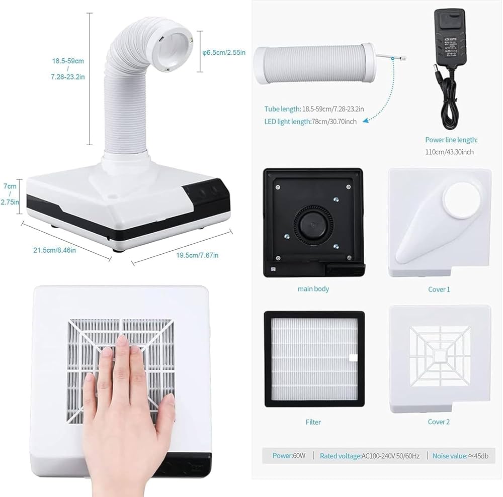 Amazon | 歯科研磨集塵機、60W集塵機、ファンとLED付き強力なネイル