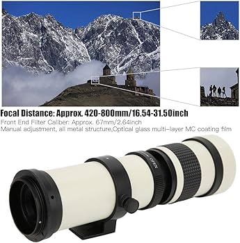 Amazon | 望遠鏡望遠レンズ、白420-800mm開口F/8.3-16フルマニュアル