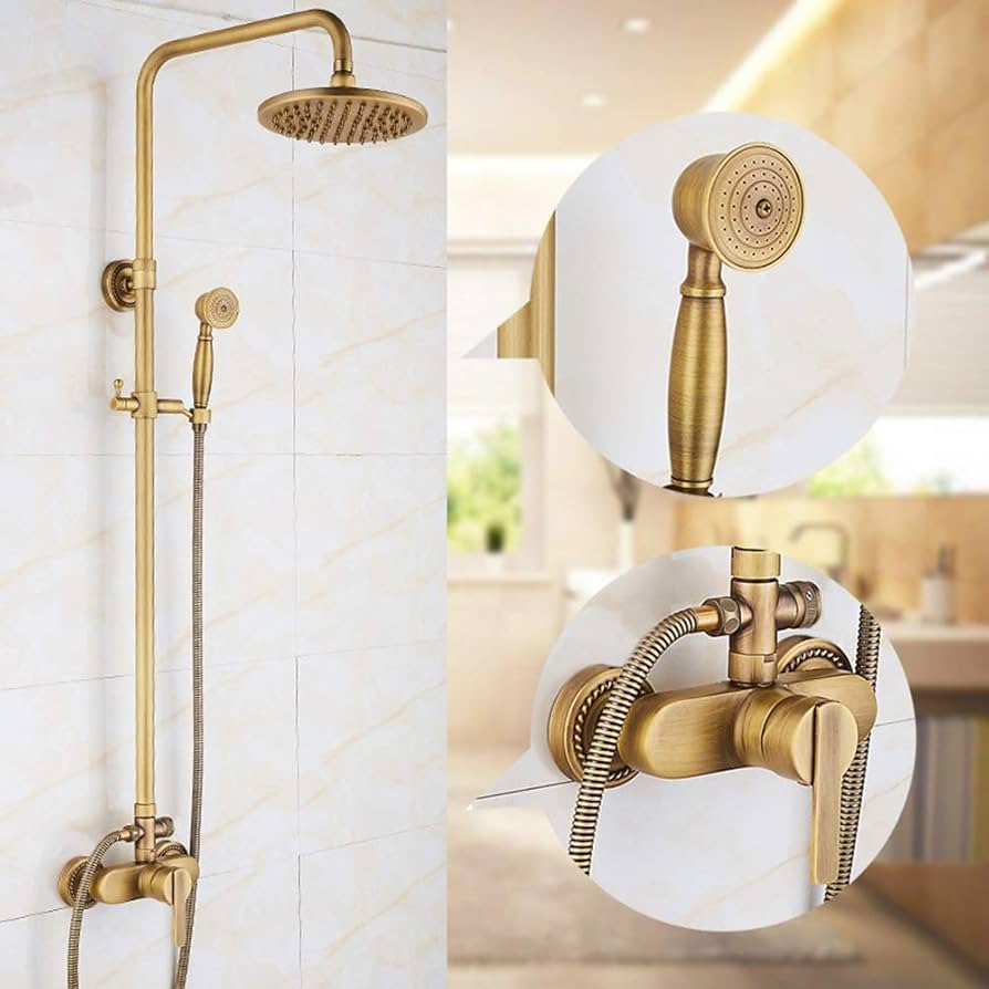 Amazon.co.jp: アンティーク銅シャワーセットヨーロピアンレトロ加圧