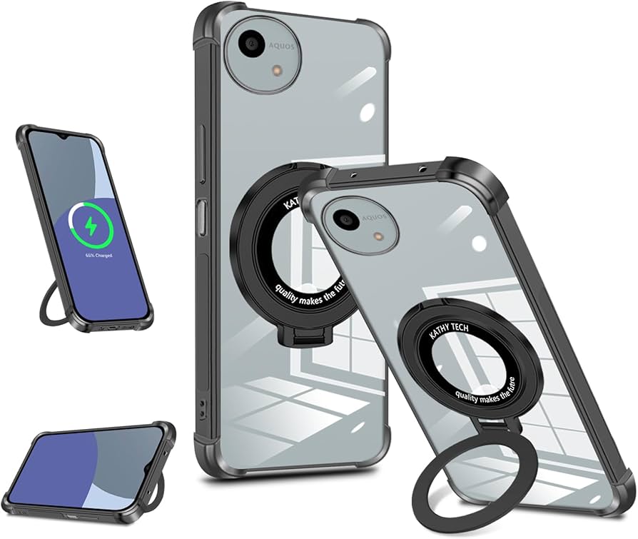 Amazon.co.jp: Aquos Wish 4 ケース クリア 縦横両対応 リング