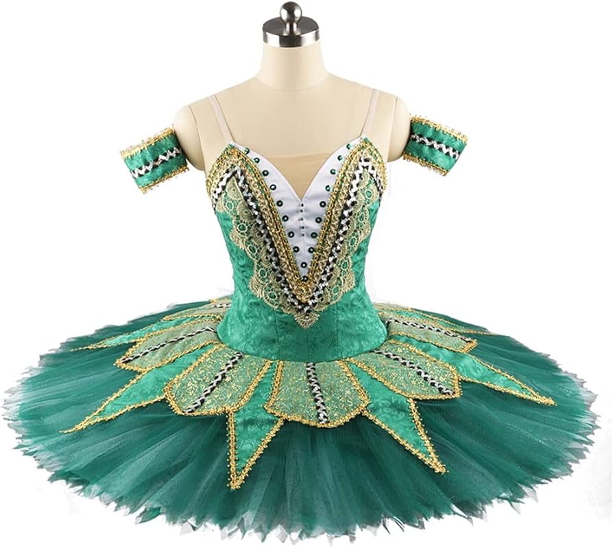 Amazon.co.jp: UXZDX 弾性なしグリーンバレエチュチュ衣装女の子