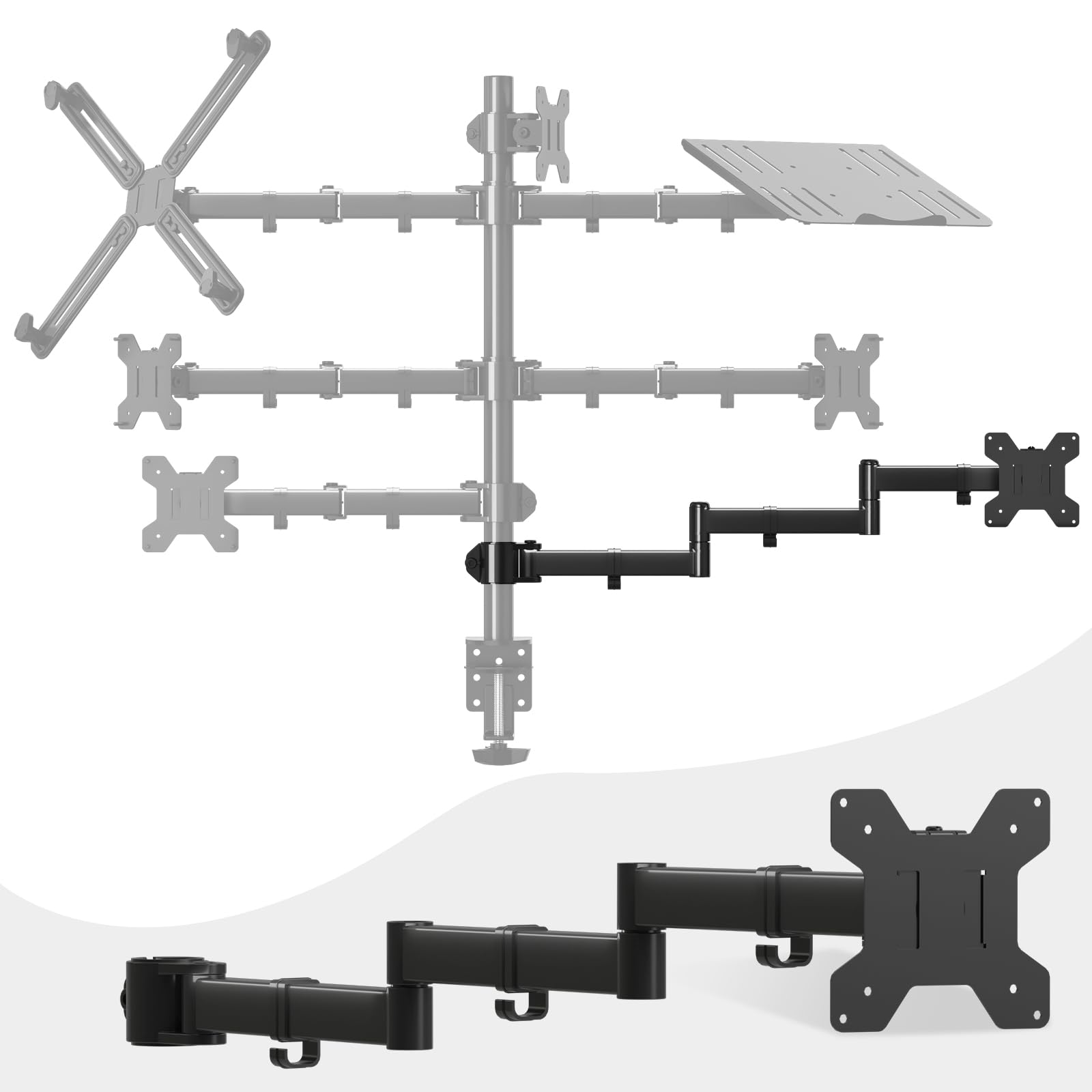 Amazon.co.jp: suptek 支柱取付け 6軸 シングルモニターアーム