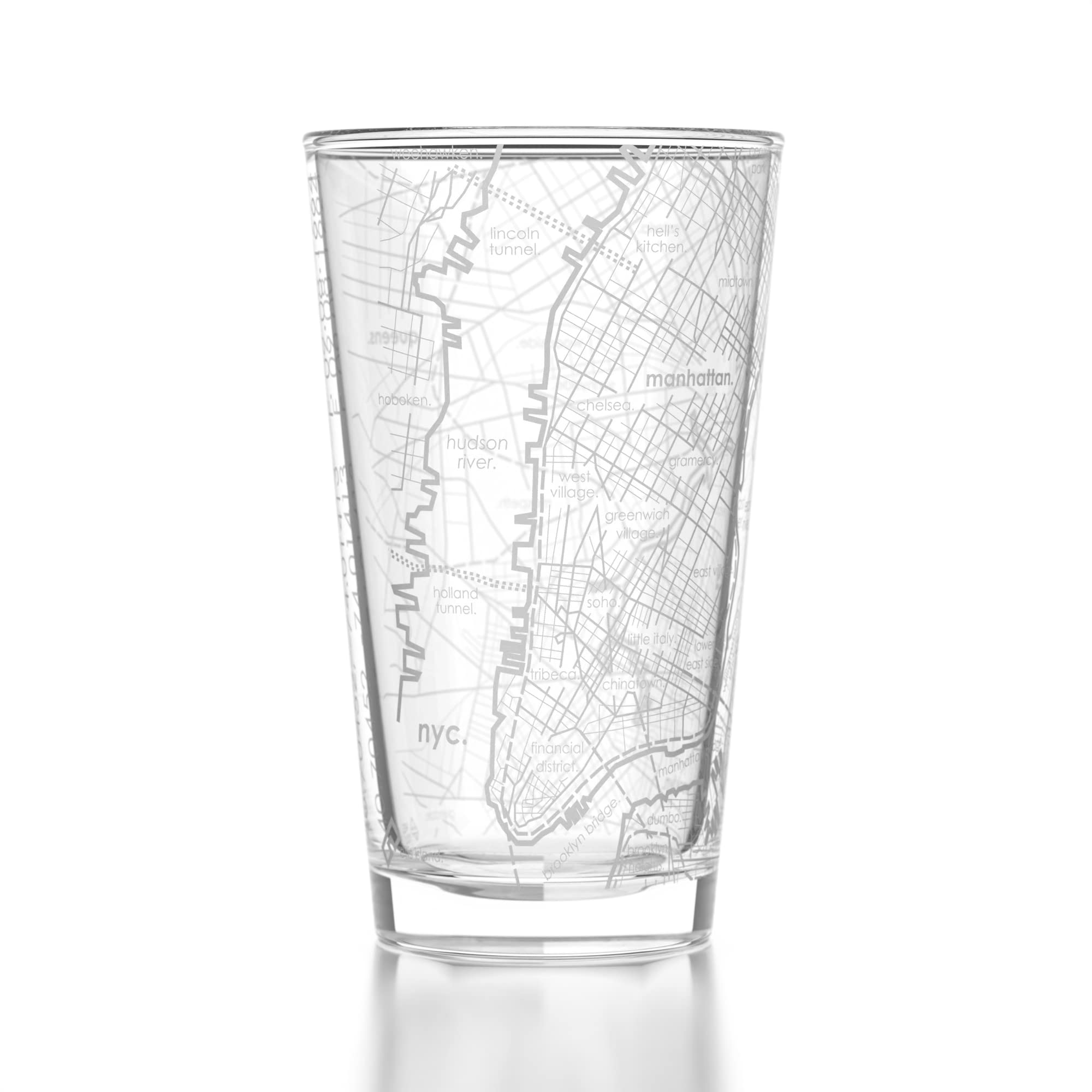 Amazon.com | Well Told 16 oz Clear Glass New York City Map Pint