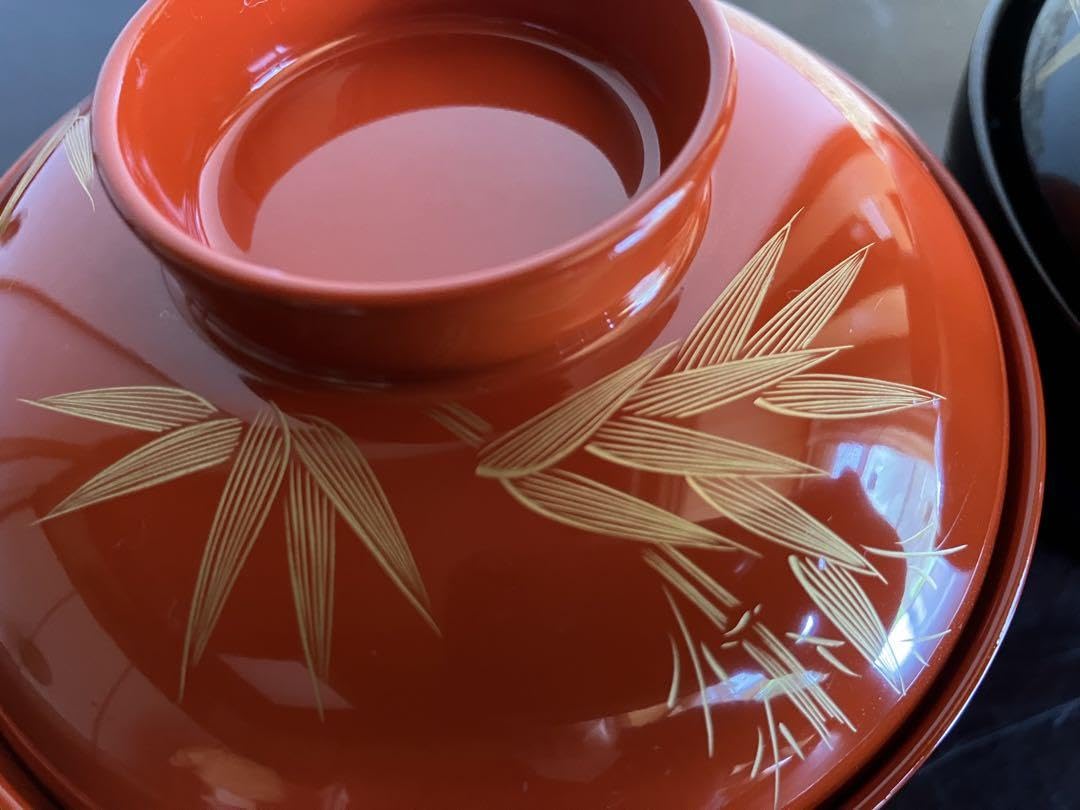 Amazon.co.jp: 輪島塗 沈金 竹 夫婦椀 蓋付お椀 お椀 汁椀 吸物椀 2客