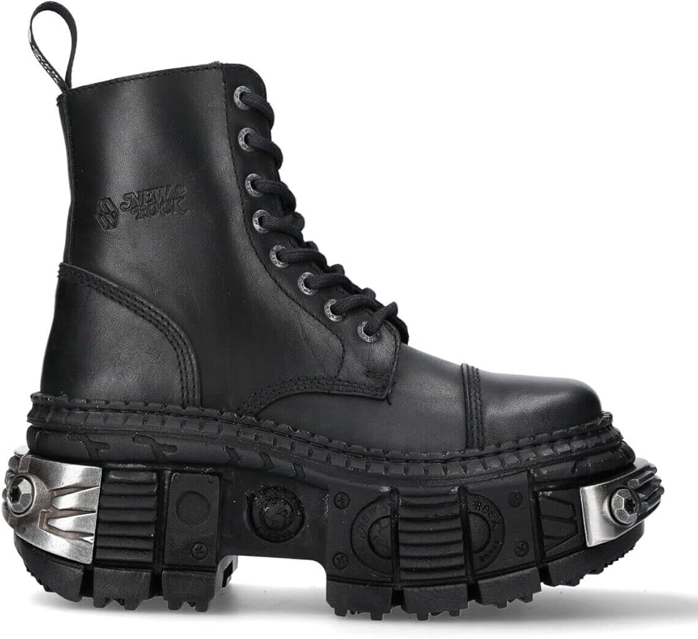 Amazon.com | New Rock Boots WALL083C-S4 Mens Metallic Black
