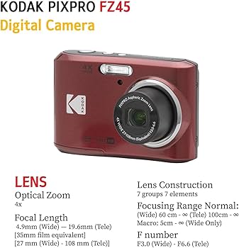 Amazon.com : KODAK PIXPRO FZ45 16MP Digital Camera with 4X Optical
