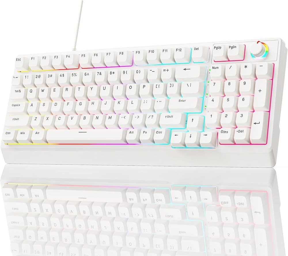 Amazon | ゲーミングキーボード 赤軸 98 キー メカニカル： LED バック