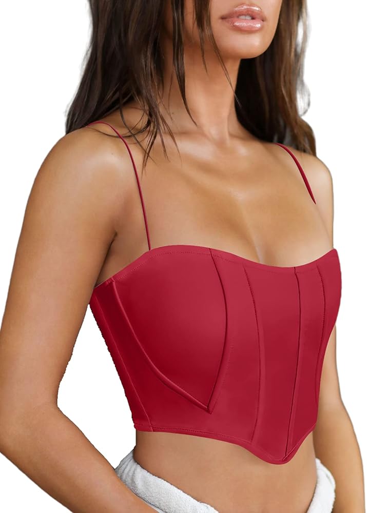 Amazon.com: Mebius Womens Corset Tops Leather Bustier Crop Top