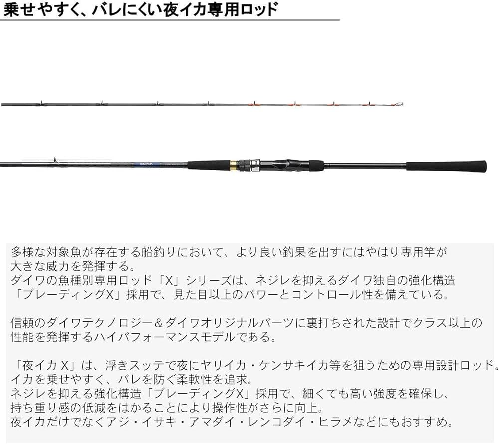 Amazon | ダイワ(DAIWA) 船竿 夜イカ X 64 MH-235 釣り竿 | ダイワ