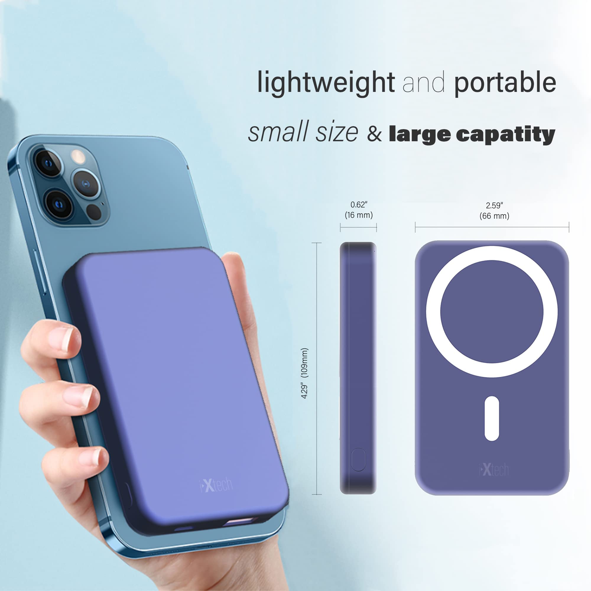 Amazon.com: IXTECH Portable Power Bank 10000mAh Magnetic Phone