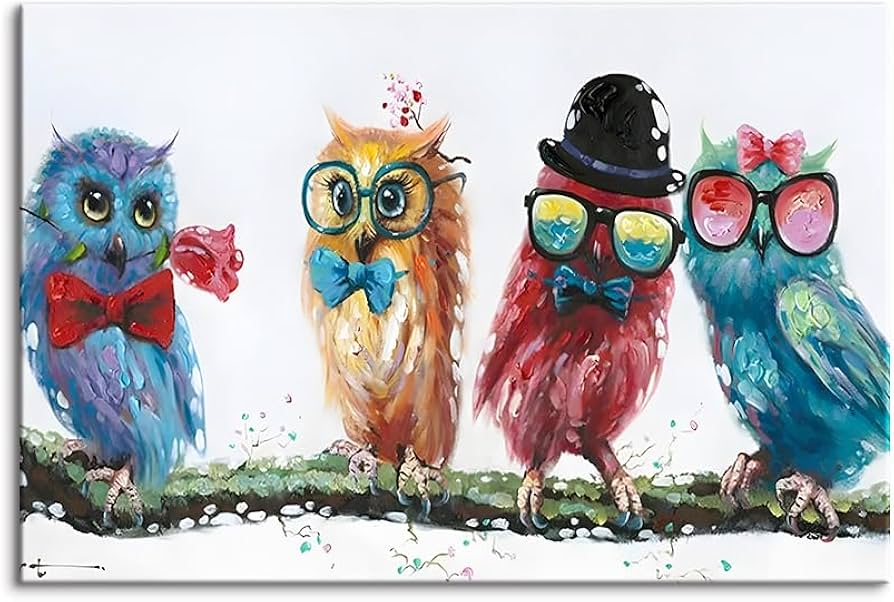 Amazon.co.jp: 絵画 ふくろう 壁掛け インテリア キュートオウル