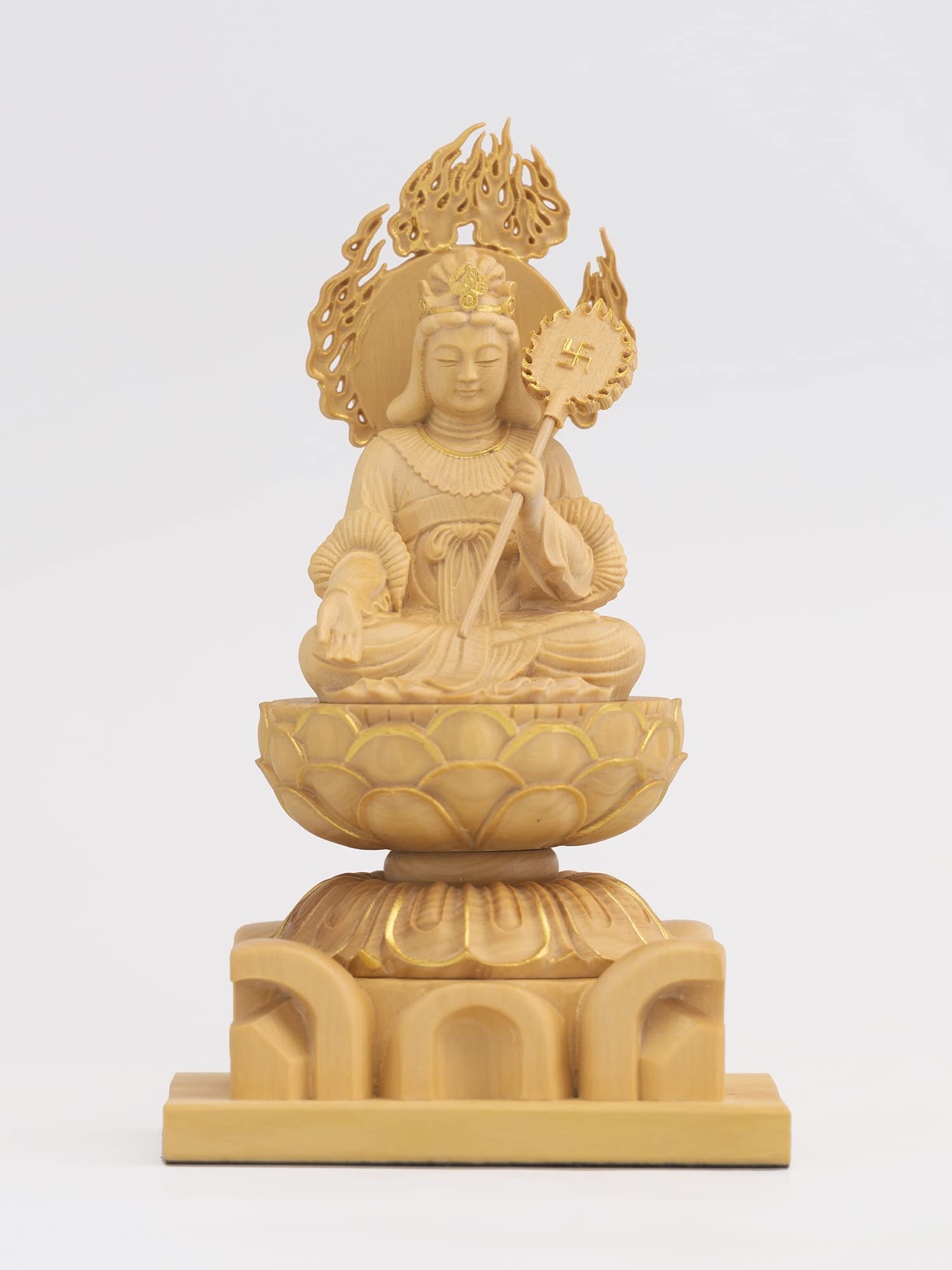 Amazon｜極小仏 摩利支天 座像 10.5cm（木製：ツゲ 金泥仕上）＿仏像