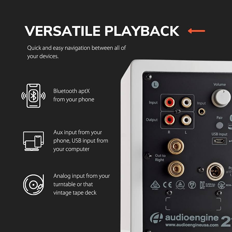 Amazon.com: Audioengine A2 White Bluetooth Speakers and DS1M Metal