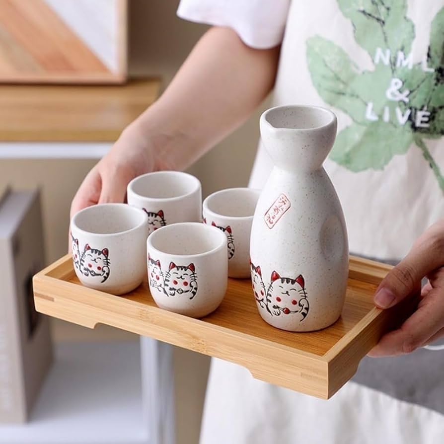 Amazon｜酒器セット 猫柄 徳利 冷酒グラス 日本酒 かわいいボトル 徳利