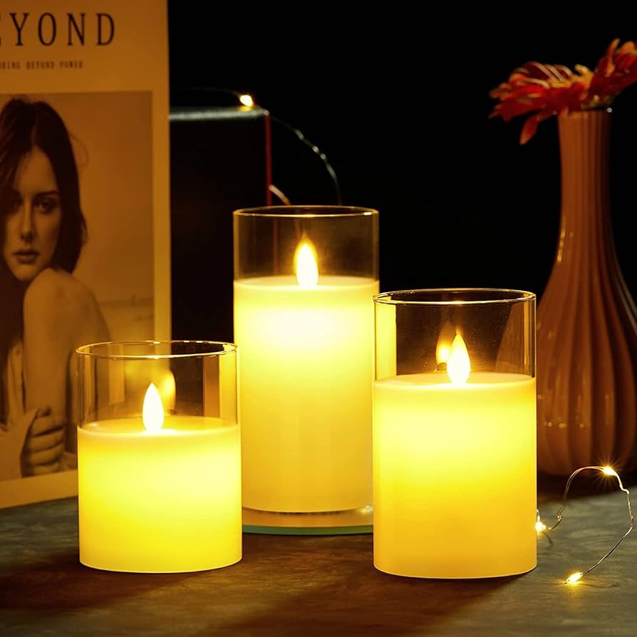 Amazon.co.jp : LED キャンドルライト 光る 3点セット HOMEYA ホワイト