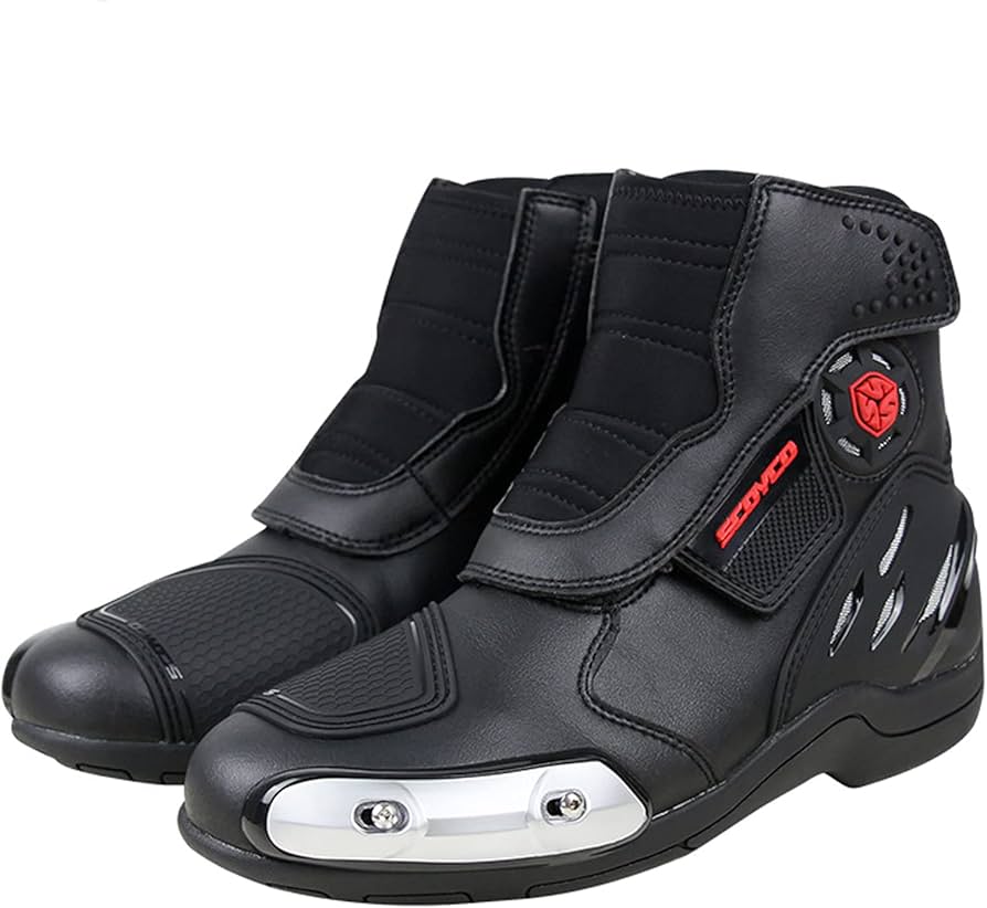 Amazon.co.jp: オートバイブーツオートバイレーシングブーツPUレザー