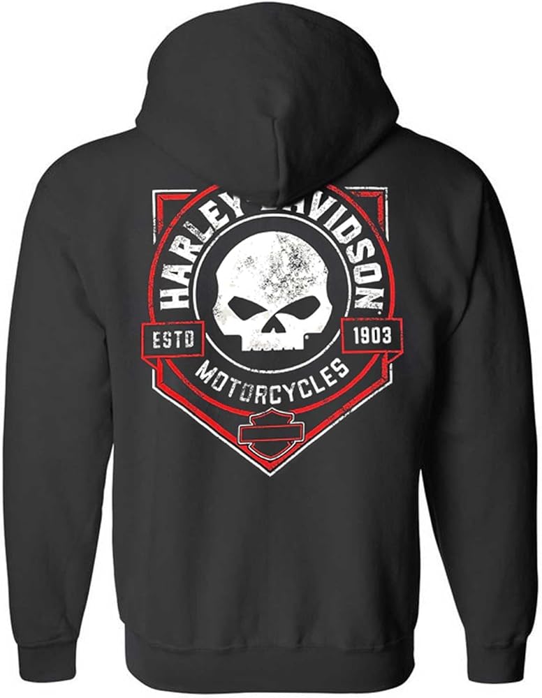 Harley-Davidson Men's Ragged Willie G Skull Cotton-Blend Zip-Up