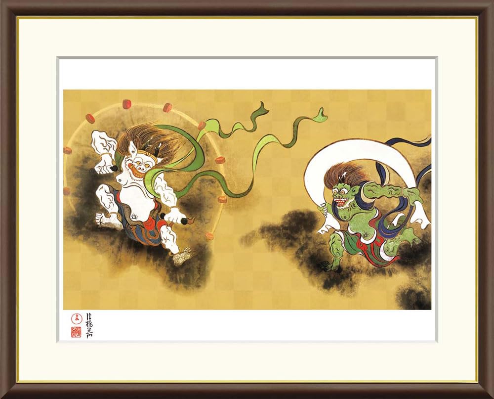 Amazon.co.jp: JHA 絵画 アート額絵 日本の名画 尾形光琳「風神雷神図