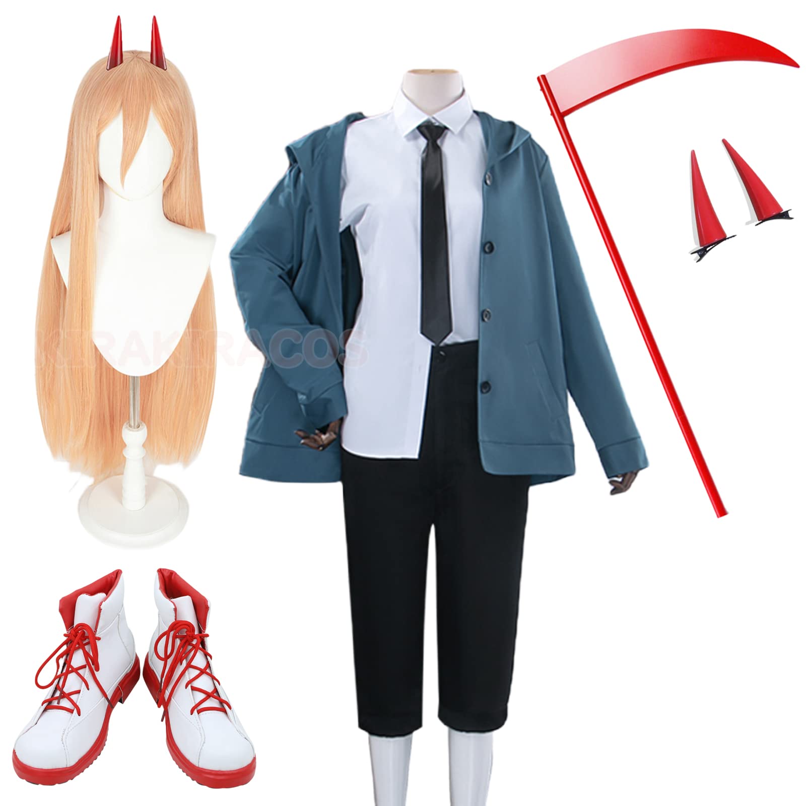 Amazon.co.jp: チェンソーマン パワー コスプレ衣装 フルセット 髪飾り