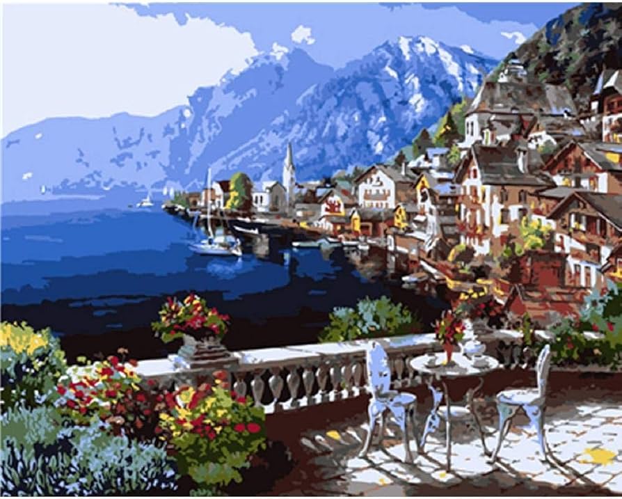 Amazon | LZHLMCL アクリル絵の具デジタル絵画 風景数字で着色風景