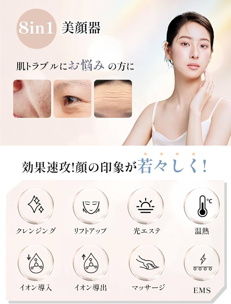 Amazon.co.jp: Kiboer 美顔器 1台8役 EMS 美顔ローラー かっさ 電動 温