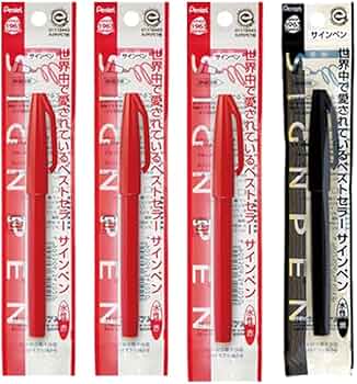 Amazon.co.jp: 【赤3本 黒1本 計4本セット】サインペン 水性ペン XS520