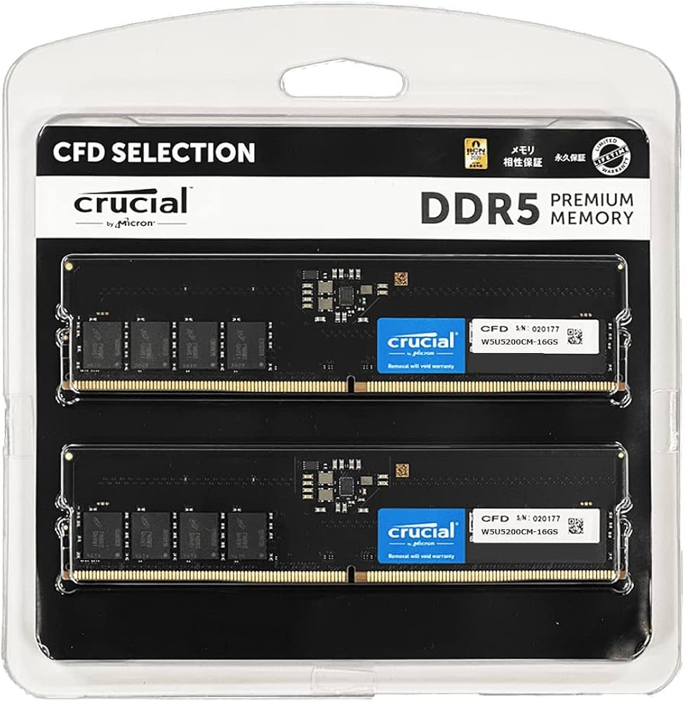 Amazon.co.jp: Crucial DDR5-5200 (PC4-41600) 16GB x 2 (32GB