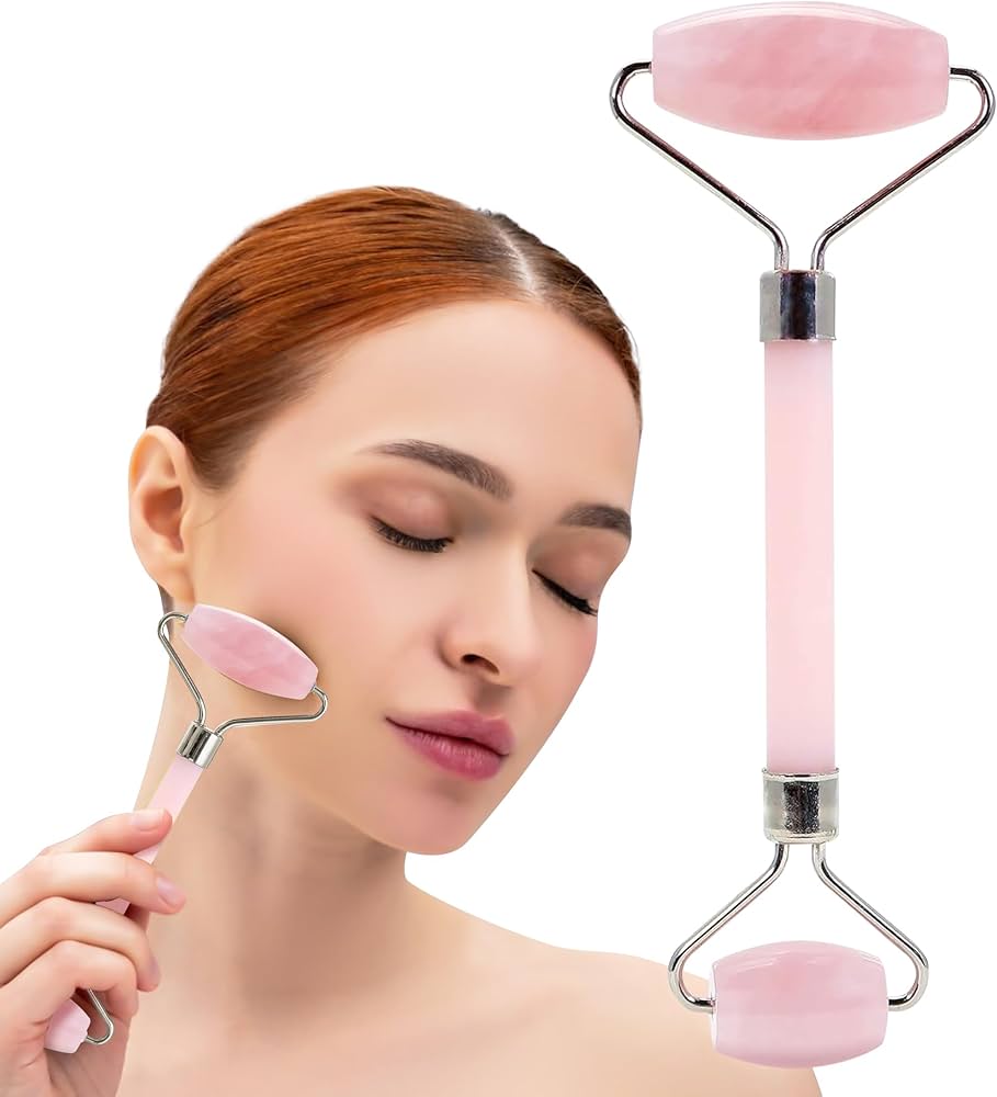Amazon.com: Rose Quartz Face Roller - Gua Sha Facial Tools, Jade