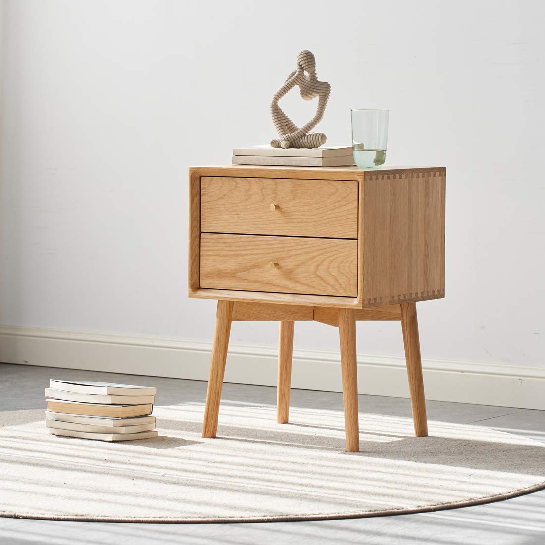 Amazon｜MU RONG ベッドサイドテーブル ナイトテーブル アメリカオーク