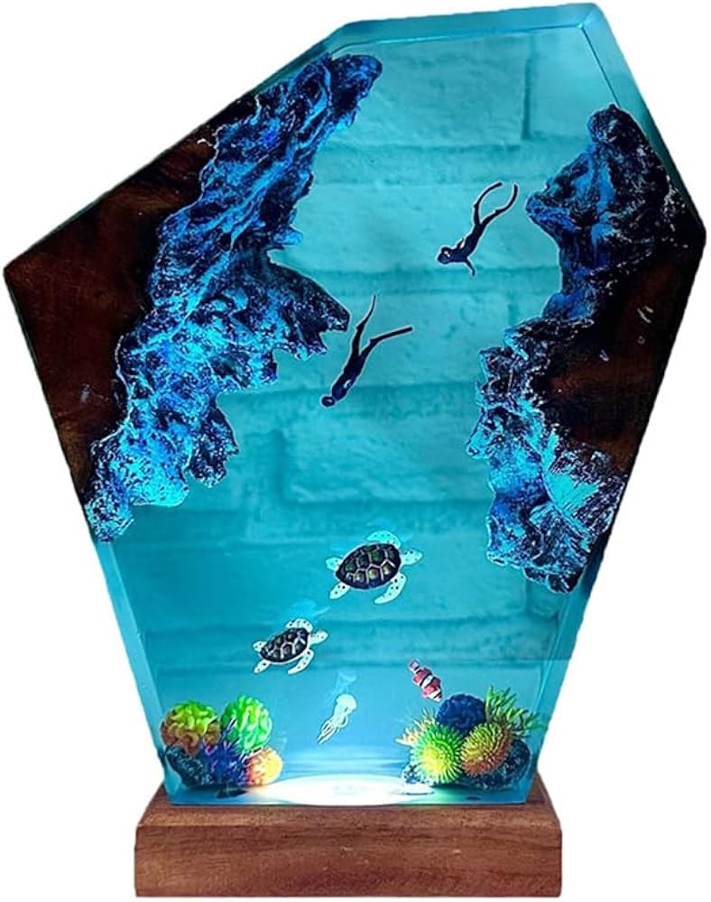 Amazon.co.jp : 海をテーマにしたジオラマ、レジン木製ランプ、手作り