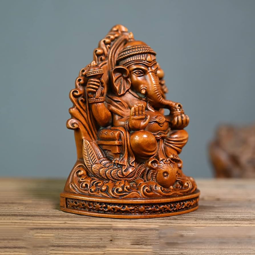 Amazon.co.jp: 木彫り 仏像 インドの神様 ガネーシャの置物 ガネーシャ