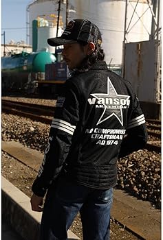 Amazon | [バンソン] メッシュライダースジャケット ブラック/ホワイト