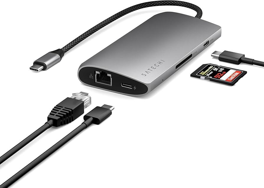 Amazon.com: Satechi 8 合1 USB-C 集線器多埠轉接器V3，8K HDMI，100W