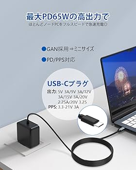 Amazon.co.jp: FFZZKJ 富士通対応 65W USB-C ACアダプター PD対応