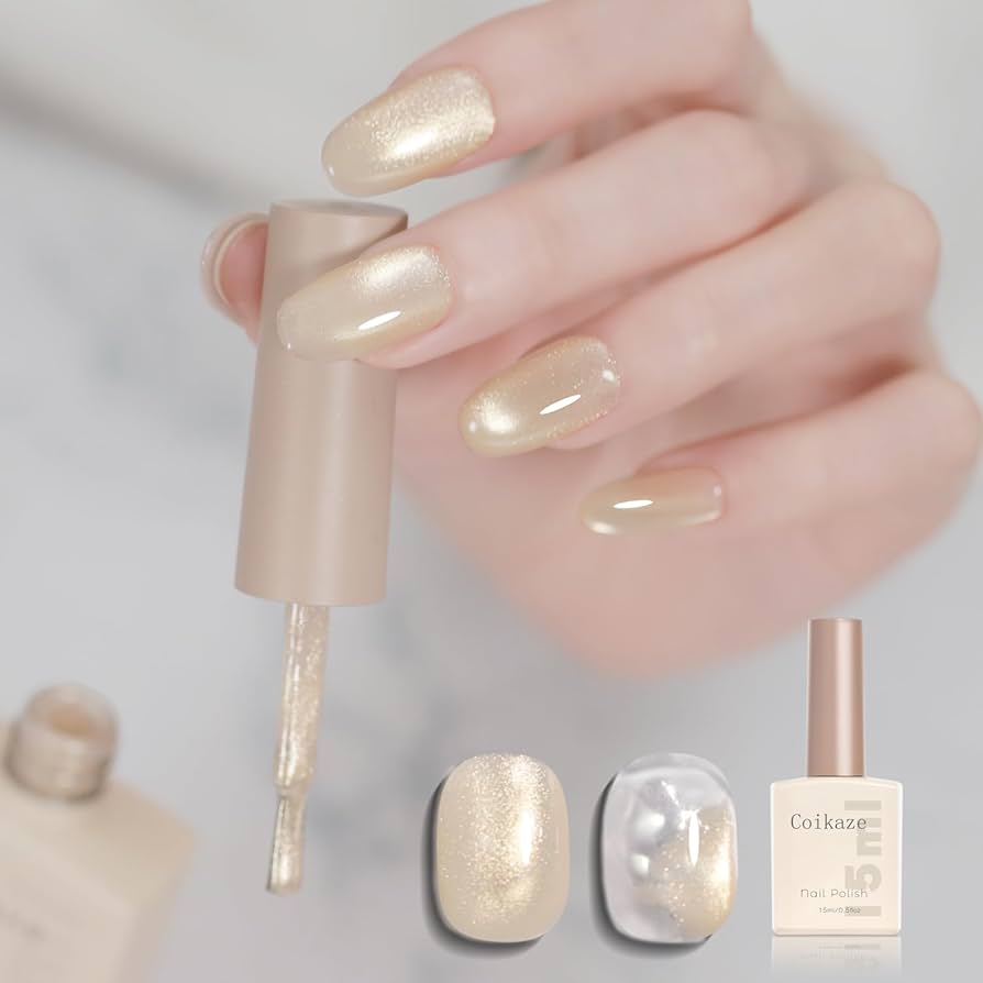 Amazon | Coikaze マグネットネイル 単色 細かいゴールドのラメ 上品