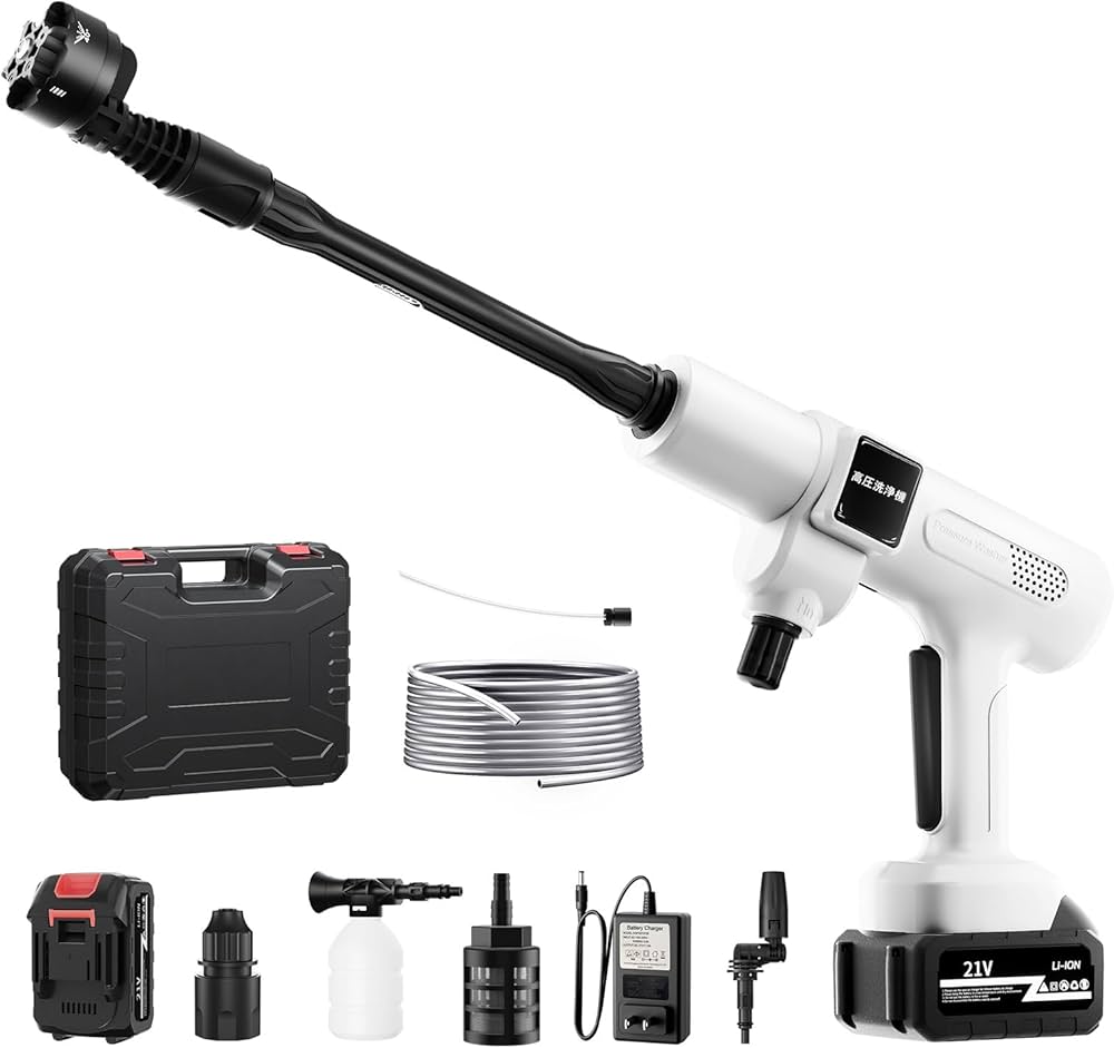 Amazon | 【2025新登場強化版】高圧洗浄機 コードレス 充電式 洗車機