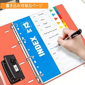 Amazon | インデックス A4 サイズ 6色1-12 60枚セット 11穴