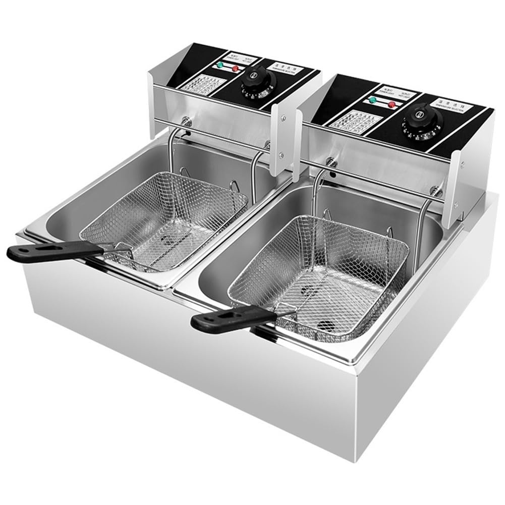 Amazon.co.jp: 電気フライヤー 業務用 卓上フライヤー 二槽式 20L 100