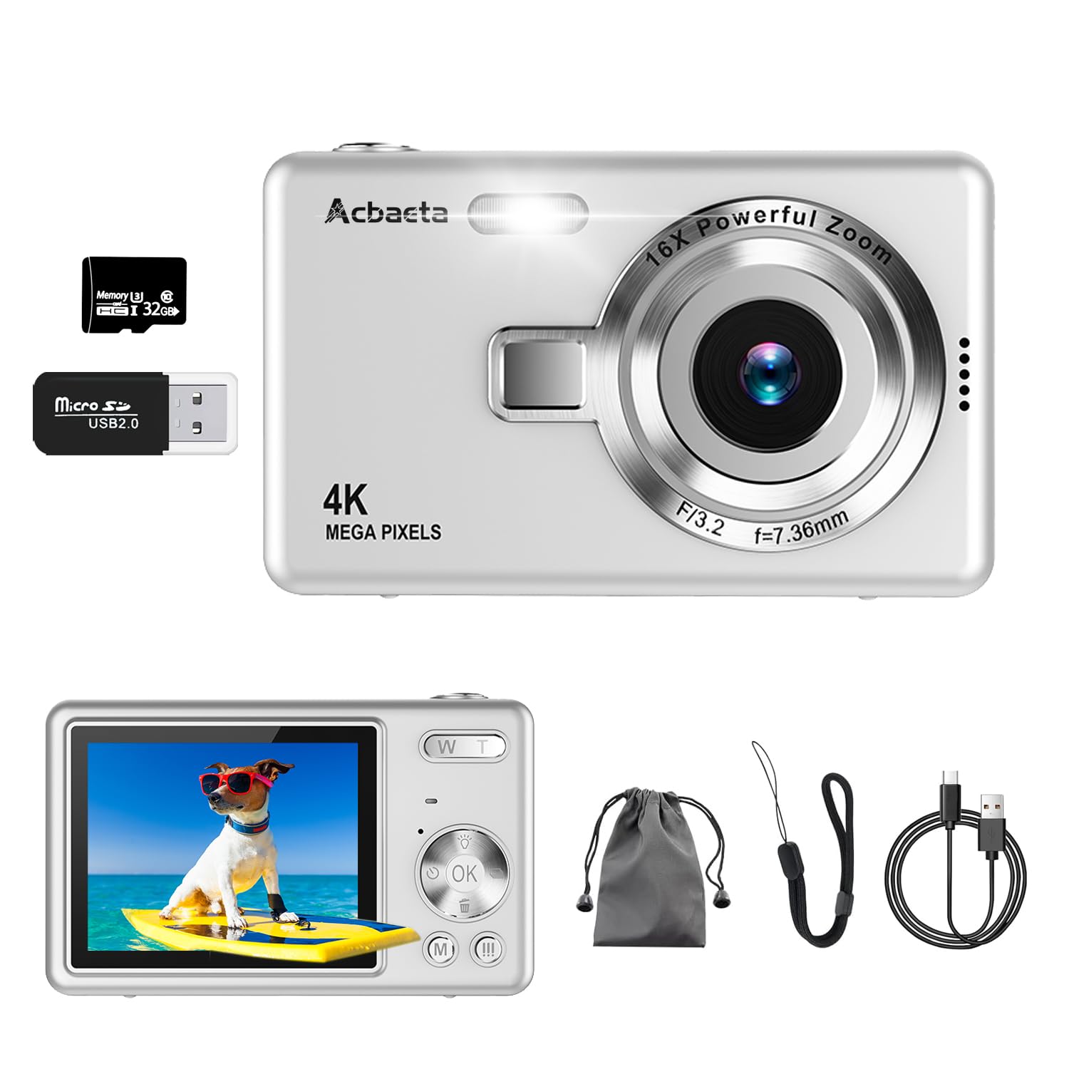 Amazon | デジカメ Acbaeta【4K動画撮影、5000万画素】デジタルカメラ