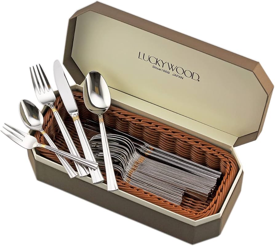 Amazon.co.jp: ラッキーウッド【カトラリーセット】【エメラルド金彩