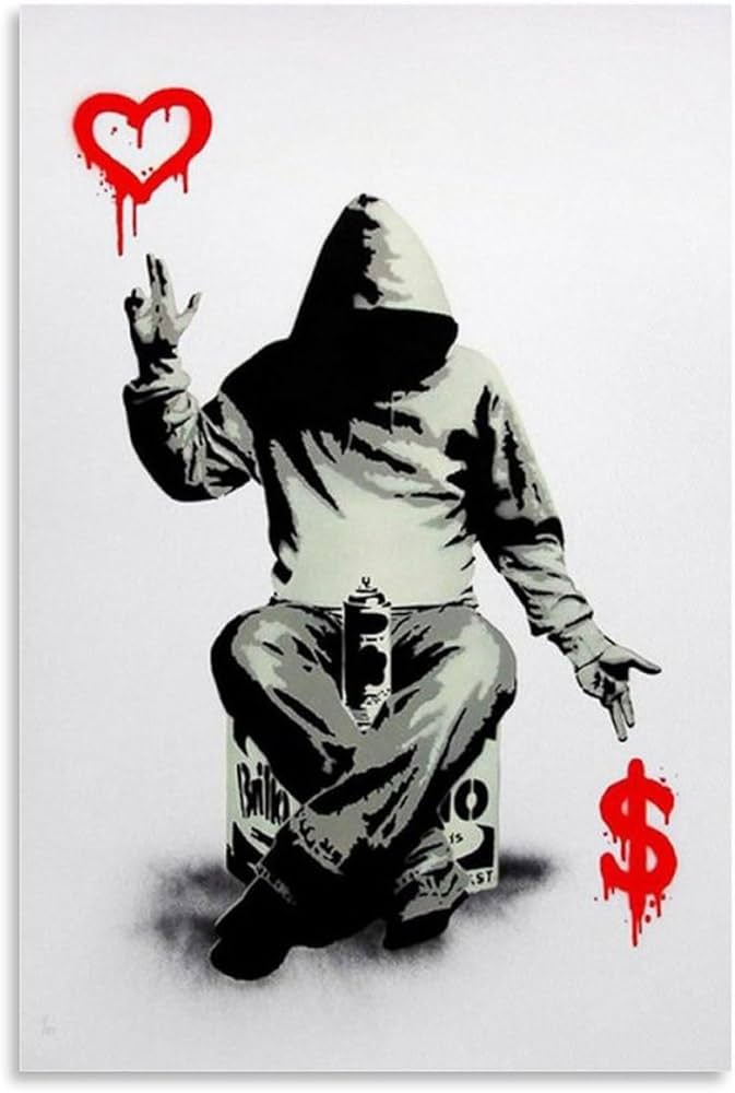 Amazon.co.jp: Banksyバンクシー偉大な画家名作《愛とお金》アート