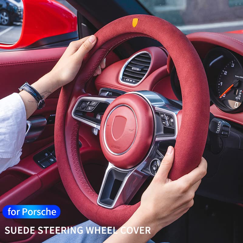 Amazon | Haoshilianfa スエードカーステアリングホイールカバー