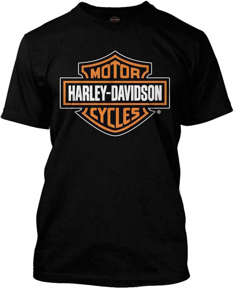 Harley-Davidson Men's Orange Bar & Shield Black T-Shirt 30290591