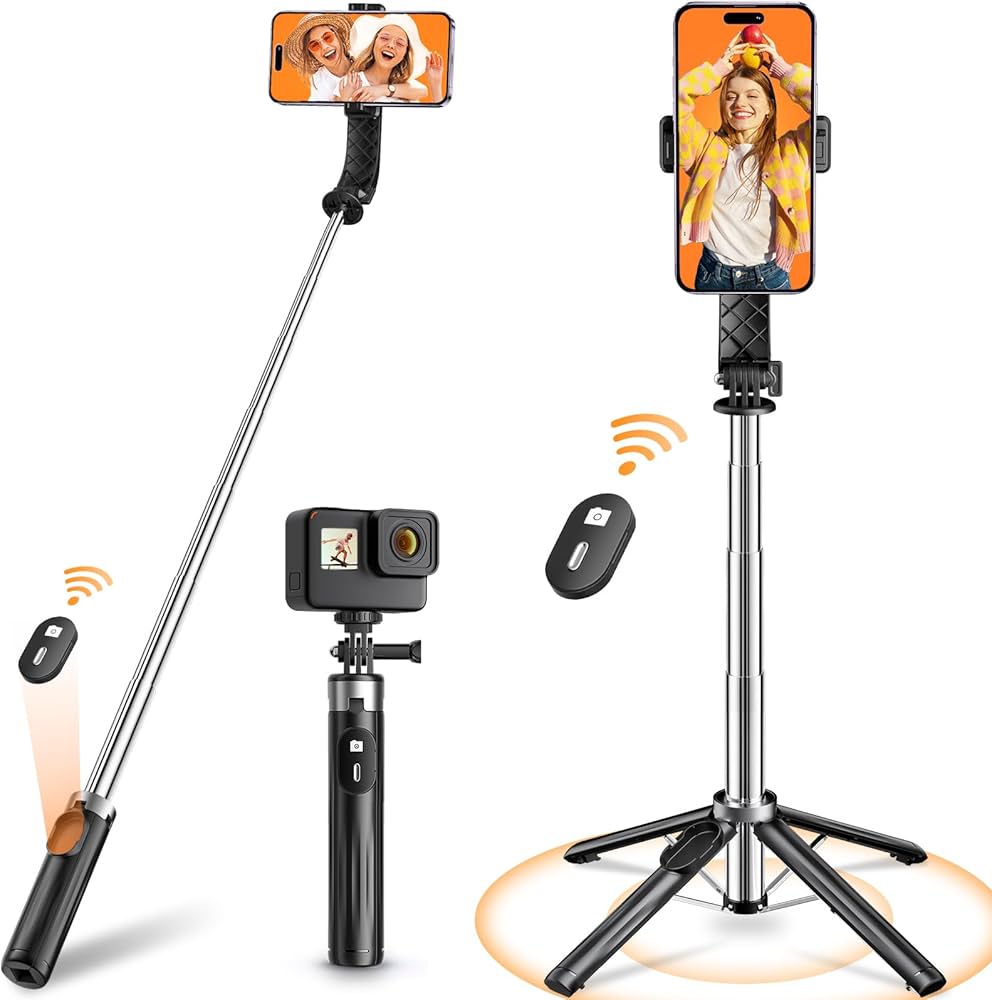 Amazon | 自撮り棒 【業界超ミニ·四脚安定モデル】 スマホスタンド