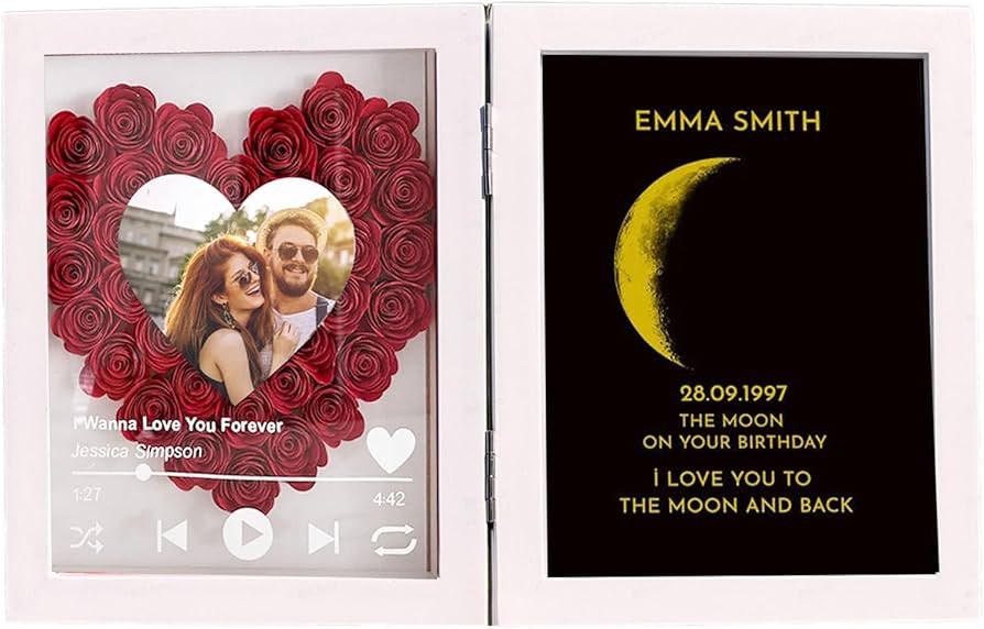 Amazon.com: ROSLILY Custom Real Moon Phase Flower Music Shadow Box